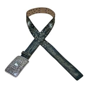 NWOT Women’s Ariat Stud-Rhinestone Leather Belt With Masters Buckle Size 36